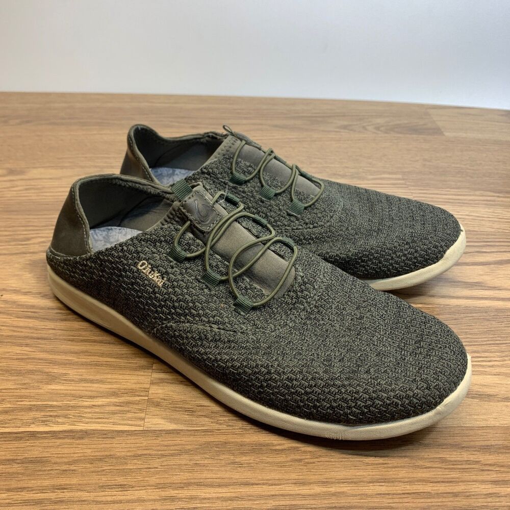 Olukai Alapali Men's Size 10.5 Shoes Elastic Lace Leather/Canvas‎ Athletic